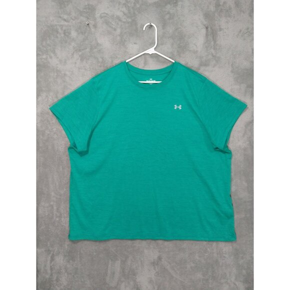 Under Armour Shirt Womens 3X Green Tech Twist Loose Short Sleeve Crew Neck - Picture 1 of 8